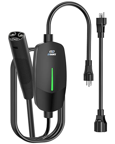 Portable EV Charger For Tesla – 16 Amp, 110V/240V With NEMA 5-15 & 6-20 Adapters, 25 FT Cable