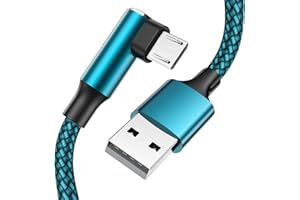 EWUONU Micro USB 90 Degree Cable [2 Pack 10FT] for Fire 7 HD8, Samsung Tablets, Galaxy S7 S6 Edge J8 J7, Xbox One, PS4 Controllers, Camera and More – Right Angled Micro USB Charging Cable