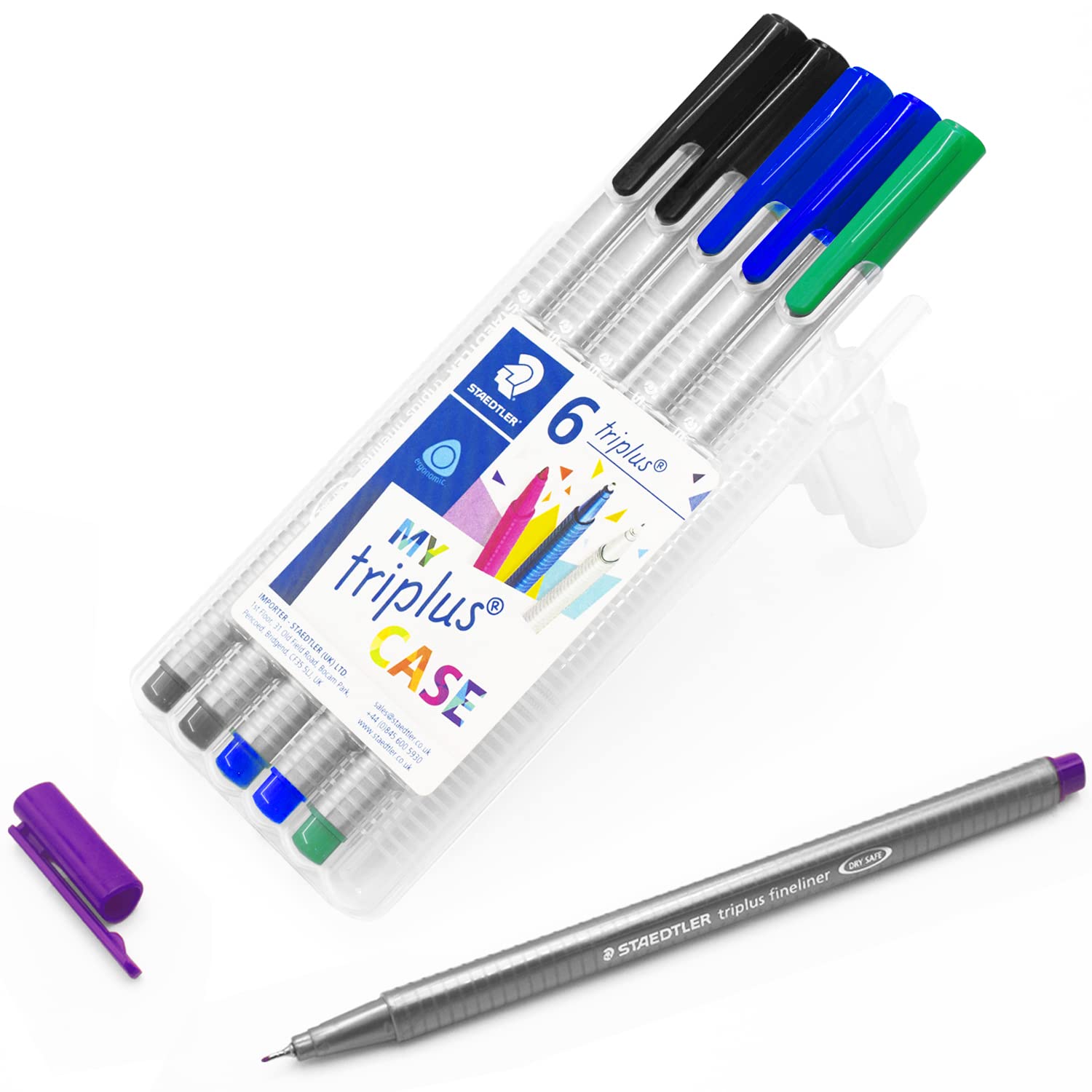 STAEDTLER 334 Triplus Fineliner Superfine Point Pens - 0.3mm - Wallet of 6 (Teacher)