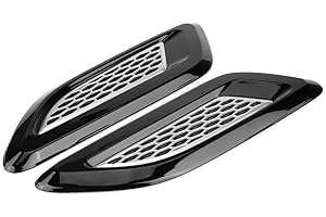 YMIKO Bonnet Vents Exterior Hood Vent Air Vent Outlet Wing Trim for Evoque 2012-2018 (B&White)