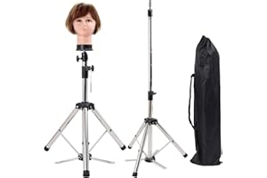 Superhairpieces Sturdy and Adjustable Wig Stand Tripod, Foldable Tripod Metal Mannequin Head Stands - Perfect for Wig Storage