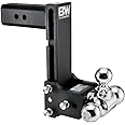 B&W Trailer Hitches Tow & Stow Adjustable Trailer Hitch Ball Mount - Fits 2.5" Receiver, Tri-Ball (1-7/8" x 2" x 2-5/16"), 8.5" Drop, 18,000 GTW - TS20050B