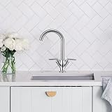 Funime Kitchen Sink Mixer Taps Monobloc Chrome Brass Dual Lever 1 Hole view 8