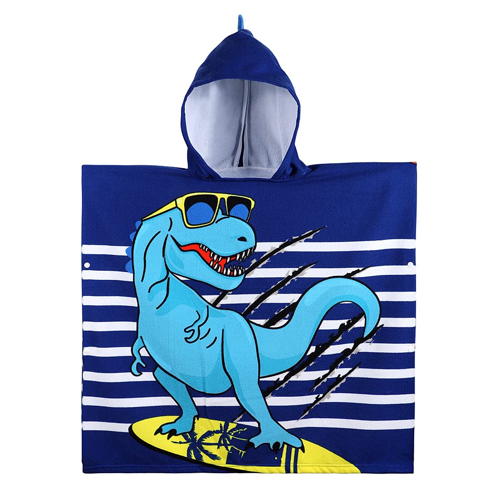 KAKU NANU Kids Poncho Hooded Towels 6-14 Years Old,Exquisite Pattern Beach Swimming Bath Towels with Hood for Boys Girls Children