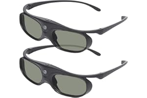 Sintron 2X ST08-DLP 3D Active DLP-Link Glasses Eyewear Rechargeable - 144Hz for 3D-Ready DLP Projectors Including Optoma, BenQ, Acer, Dell, Viewsonic, Vivitek, Sharp, LG, NEC, Mitsubishi (Black)