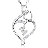 RIVIKO Valentines Day Gifts for Her-Infinity Heart Initial Necklace for Women,925 Sterling Silver Letter Pendant Personalized Jewelry,Birthday Mother's Day Gifts for Mom Women Wife Friend