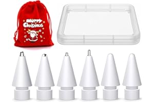 NXVX Apple Pencil Tips 6-Pack – Quiet, Paper-Like Silicone Nibs (2) + Precision Metal Shapes (4), Slim Plastic Storage Case, Red Packaging – Compatible with Apple Pencil 1st & 2nd Gen