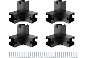 Likeem Pergola Kit,12 Gauge Heavy Duty pergola Brackets 3-Way Right Angle Corner Bracket DIY Elevated Wood Stand 4PACK with Screws for 6x6 (Actual: 5.5x5.5 Inch) Lumber Pergola Gazebo
