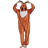 CVBCOS Halloween Snug Fit Adult Onesie Pajamas,Flannel Animal Cosplay Costume for Womens and Mens