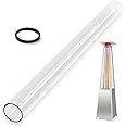 Patio Heater Glass Tube Replacement with Rubber Ring, 49.5″ Tall 4″ Diameter, Quartz Glass Tube Fit Four-Sided Pyramid Flame Outdoor Heaters Compatible with Hiland, Fire Sense
