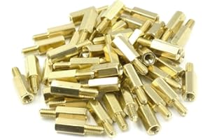 Hxchen M3 x 10mm + 6mm Male to Female Thread Brass Hexagon Hex Standoff Spacer Pillars - (50 Pcs)