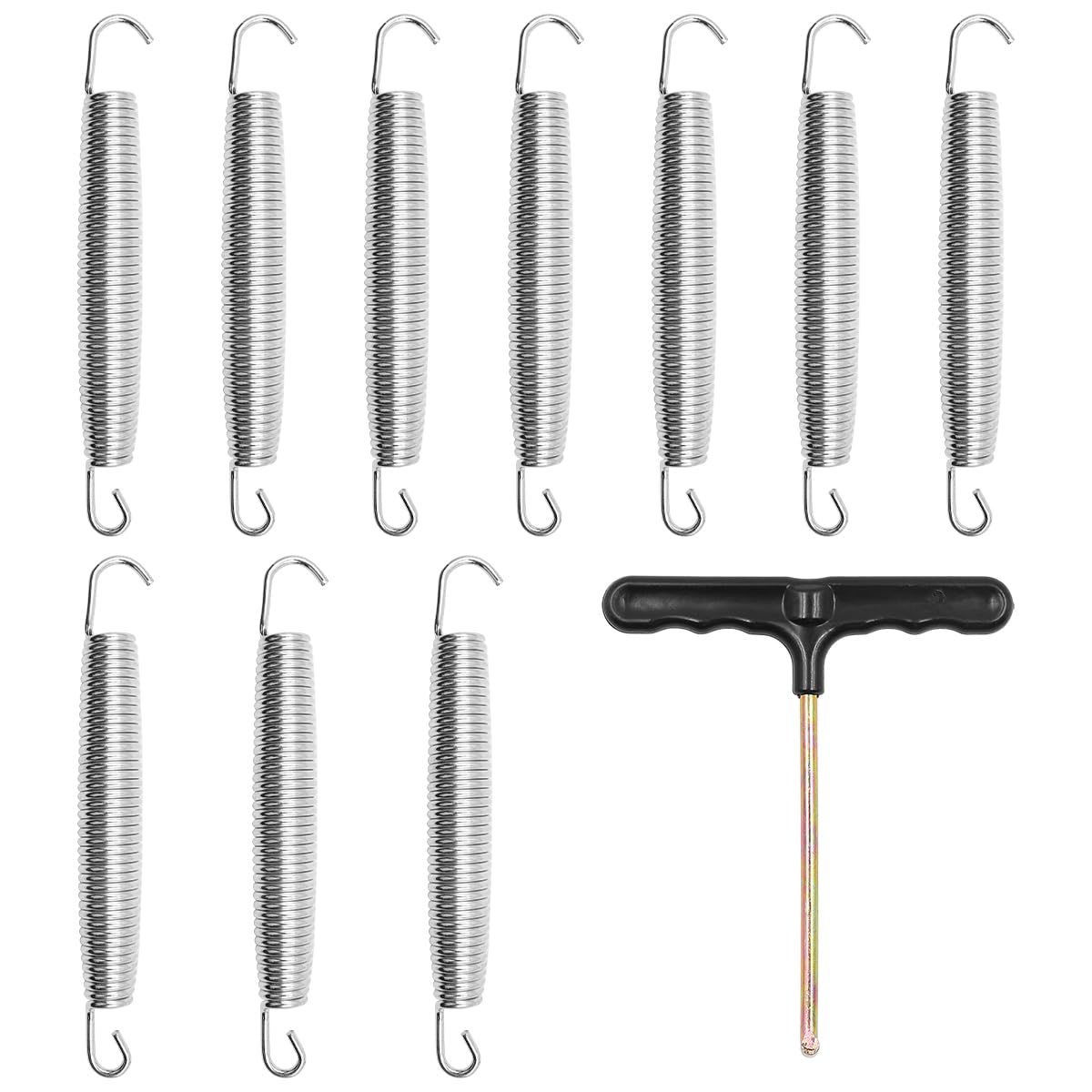 ZONADAH Pack of 10 Pcs 7” Springs with Free T-Hook for Trampoline Dual Hook Heavy Duty Rust Resistant Galvanised Steel Trampoline Parts Easy Install Replacement Outdoor