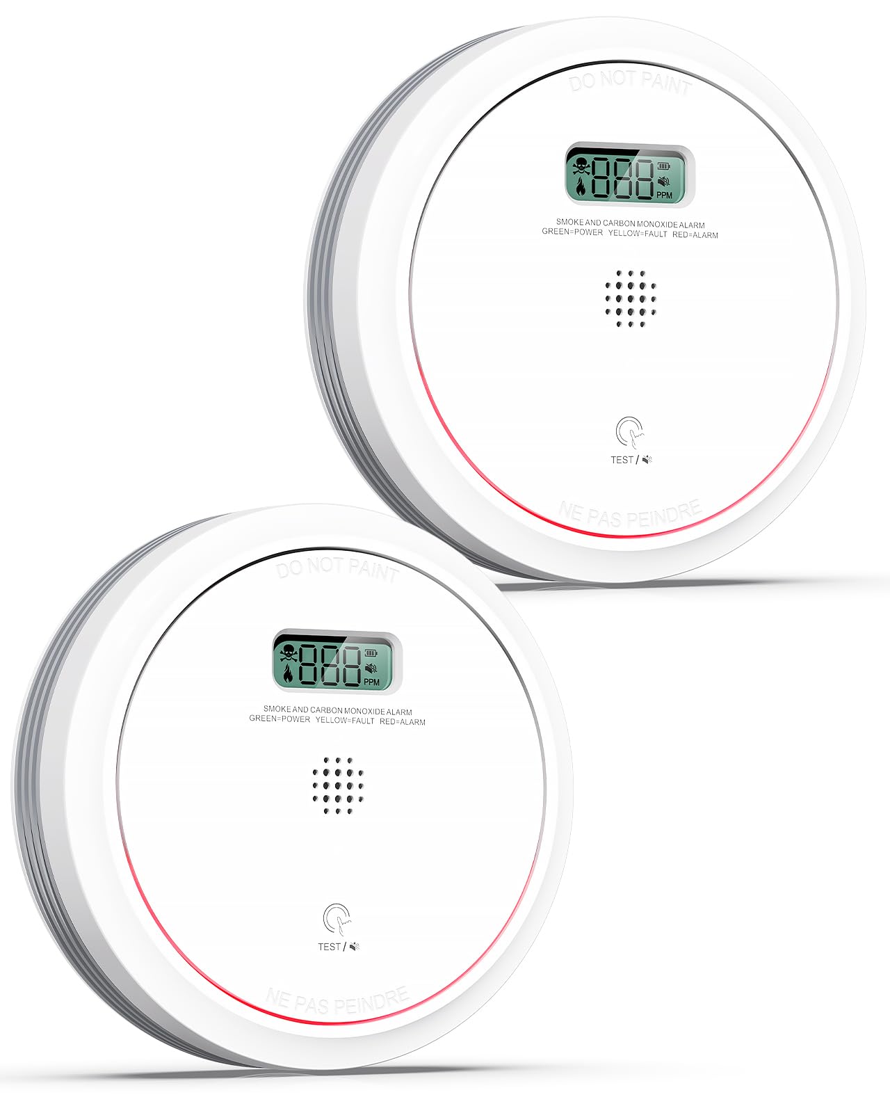 Photo 1 of And Carbon Monoxide Detector Combo 10 Year Battery, Dual Sensor Smoke Alarm Carbon Monoxide Detector with LCD Display for Home, 2 Packs