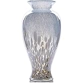 11.8" Tall Blue and White Glass Vase Beautiful Hand Blown Glass Vase Modern Art Home Decor, Wide Mouth Colorful Vases for Mantle Dining Table Centerpiece, Entryway Living Room Wedding Decoration