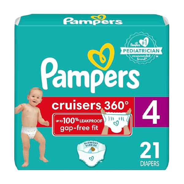 PAMPERS DIAPERS – CRUISERS 360 – SIZE 4, 21 COUNT, BABYPROOF UP TO 100% LEAKPROOF PULL-ON DIAPER (PACKAGING MAY VARY)