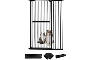 Lumizone Extra Tall Pet Gate 61.02" High Pressure Mounted 42.52"-46.64" Extra Wide (9 Sizes) 1.37" Gap for Cat Dog Children Stairs Doorway Hallway No Drilling Auto-Close (42.52"-46.64", Black)