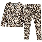 BambooBud Toddler Girls Pajama Set 2 Piece Ribbed Long Sleeve Top Pants Sleepwear Little Girl's Viscose from Bamboo Pjs
