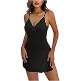 SOLY HUX Babydoll Lingerie for Women Sexy Nightgown Lace Chemise Slip Dress Sleepwear with Side Slits
