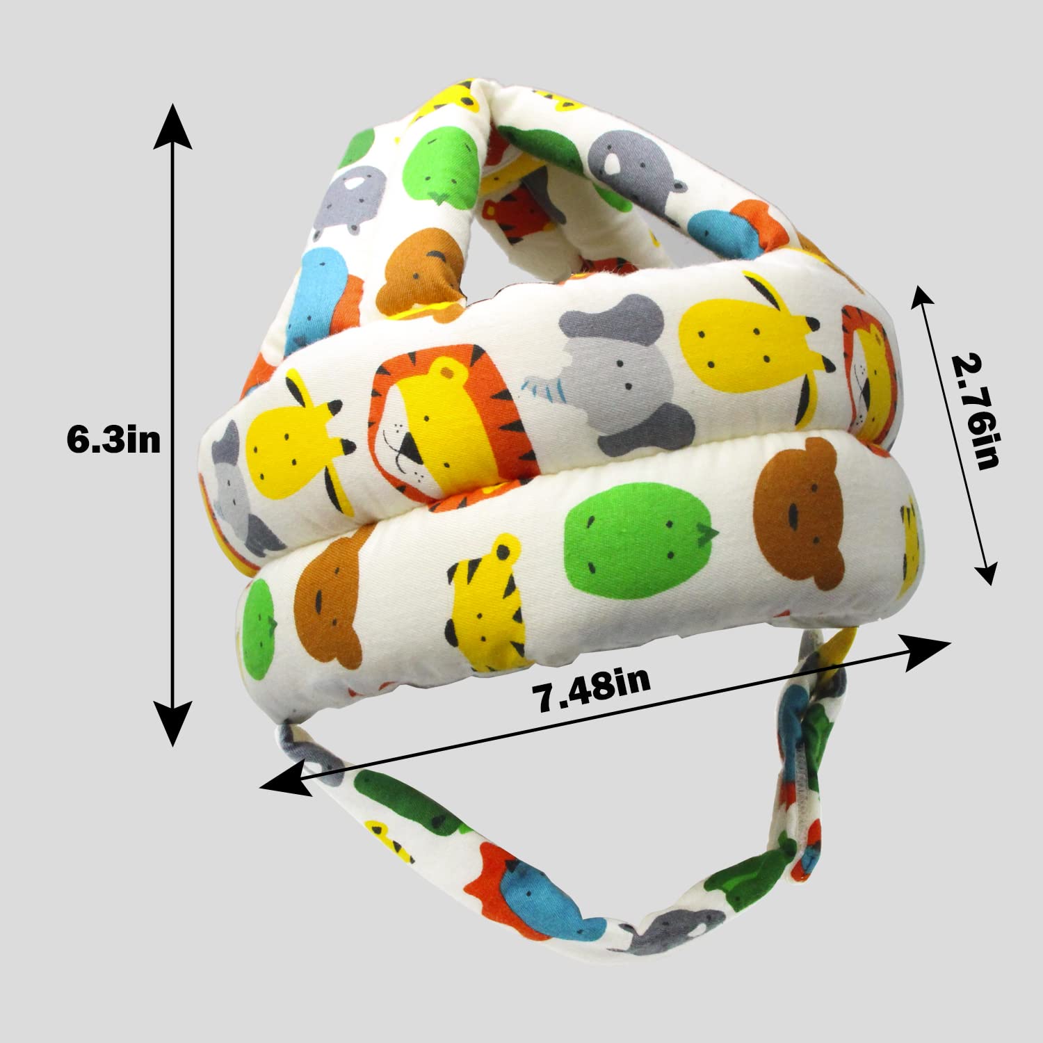 Baby Head Protector Baby Helmet for Crawling Walking, No Bumps Safety Head Adjustable Protective Cap for Walking, Playing (Animals)