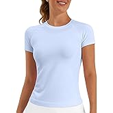 Stelle Women Workout Tops Short Sleeve Seamless Athletic Shirts Yoga Gym Sports Breathable Tees