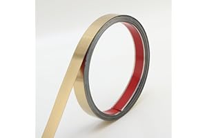 Gaahing Brushed Metal Trim, Peel and Stick Stainless Steel Wall Molding for Fireplace, Mirror Frame, Furniture and Home Decoration, 16.4 ft x 0.8 in