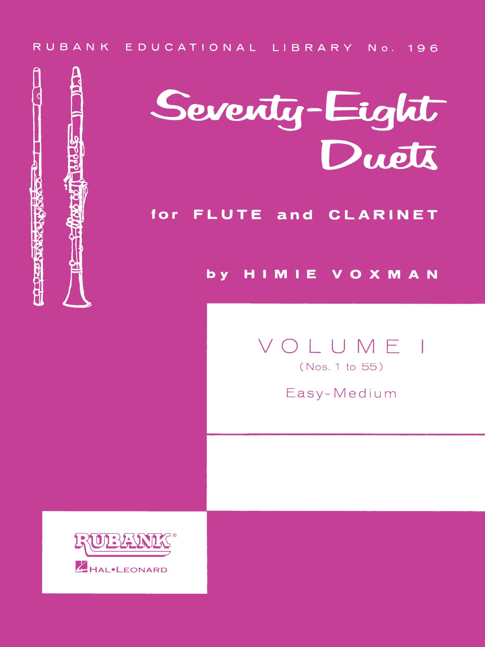78 Duets for Flute and Clarinet Vol. 1.: Volume 1 - Easy to Medium (No. 1-55): 196 (Rubank Educational Library)