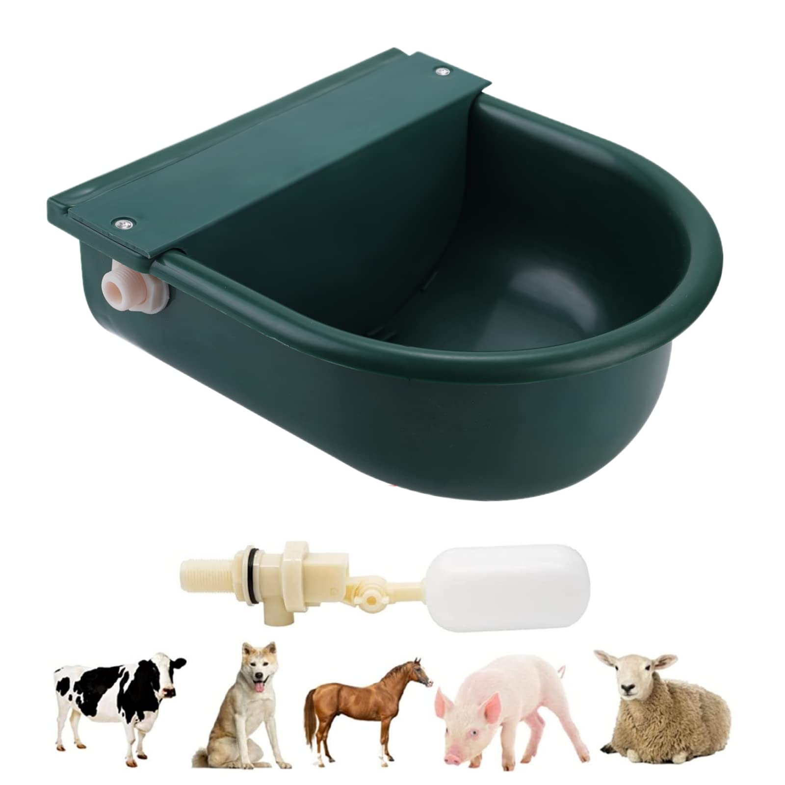 BREUAILY Automatic Horse Waterer with 2Pcs Float Valve and Drainage Hole Livestock Water Trough Cattle Drinking Waterer for Cattle Sheep Horse Pig Dog Farm Supplies