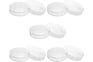 QWORK Sterile Glass Petri Dish Petri Plates with Lid,5 Pack, Thicken, 90mm x 20mm