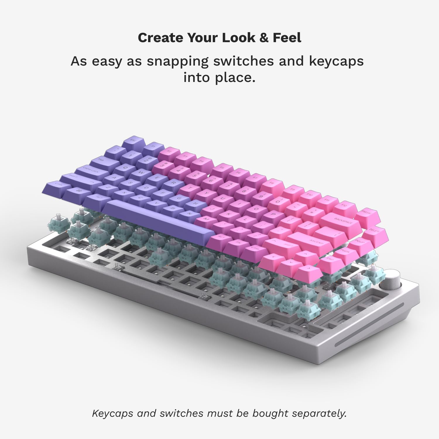 Glorious Gaming GMMK PRO 75% Barebones White (Frame Only) - Modular Mechanical Gaming Keyboard, TKL Size (75%), 3.3lb Frame, RGB, Fully Customisable, 5-Pin Switch Support