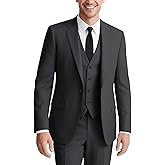 WYWK Men's 3 Piece Solid Suit with Tie Slim Fit One Button Jacket Blazer Adjustable Vest Pants Set Wedding Prom Business