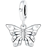 NUJIFFY 925 Sterling Silver Beads for Bracelets Necklaces, Cute Butterfly Charms Pendant, Vintage Jewelry Birthday Gifts for Women Men Sister Lovers