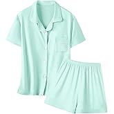 Umeyda Girls & Women Pajamas Set Soft Button-Down Sleepwear Lyocell Nightwear 2 Pjs Set Loungewear