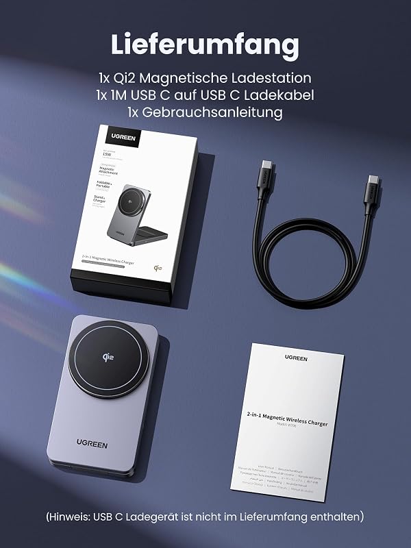 MagFlow Qi2 15W 2-in-1 iPhone Faltbare Ladestation mit Magsafe