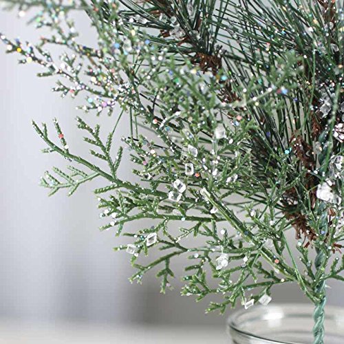 Factory Direct Craft Group of 2 Sparkling Artificial Pine and Cedar Embellishing Picks for Home and Holiday Decorating and Arranging