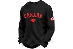 Canada Day Shirt Men Casual Graphic Canadian 1st July Long Sleeve Crewneck Tshirts Patriotic Maple Leaf Tee Top