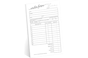 SBLABELS Stylish Script 2-Part Carbonless Order Form Pad / 50 Sets / 5.5" x 8.5" Carbon Copy Purchase Sales Receipt Book