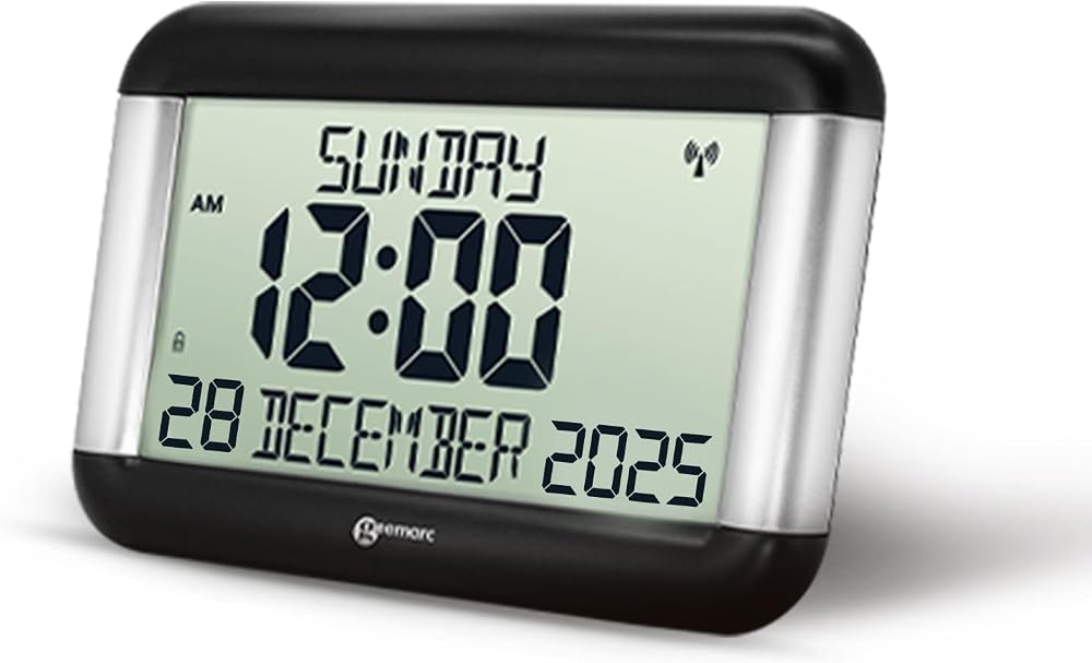 Geemarc VISO8 Dementia Clock Self-Setting Day Date UK MSF Battery