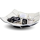 MSJGA Valet Tray for Men and Women PU Leather Key Holder Bowl for Entryway Table Bedside Nightstand Desk Catchall Organizer Tray for Wallet, Watch, Key, Phone Men's Gift - 9.8" L x 9.8" W x 2" H