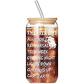 Musical Theater Gifts, Broadway Gifts for Directors, Actors, Music Teachers, Musicians on Birthday Christmas - 17 Oz Drinking Glass Iced Can Glass Cup (white-theater life)