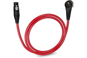 LyxPro 3 Feet Right Angle XLR Male to Female 3 Pin Mic Cord for Powered Speakers Audio Interface Professional Pro Audio Performance Camcorders DSLR Video Cameras and Recording Devices - Red