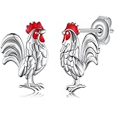 Chicken Earrings 925 Sterling Silver Rooster Stud Earrings Chicken Jewelry Gifts for Women