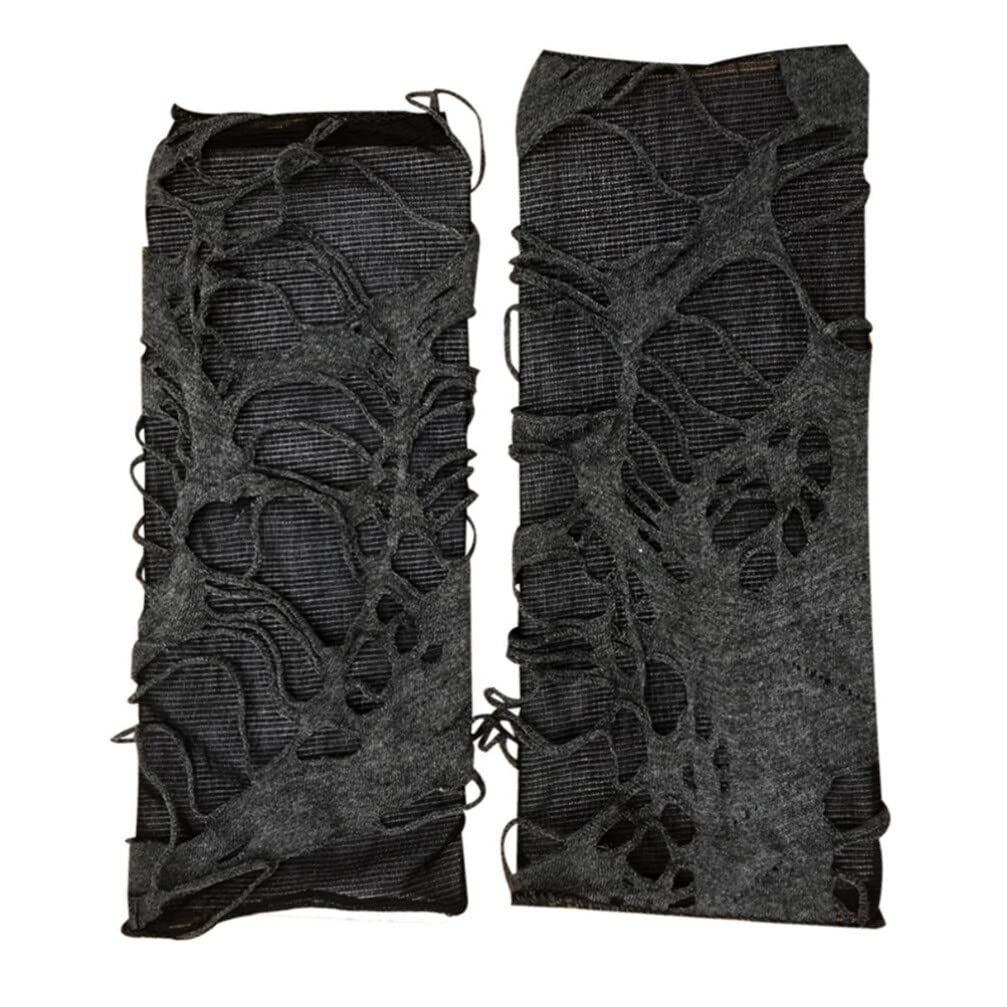 Amosfun Halloween Fingerless Punk Gloves Ragged Black Leaky Finger Design Elastic Gloves for Costume Party Dress-up Accessories