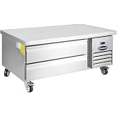 CHUMART 48" 2 Drawer Commercial Chef Base Refrigerator, Stainless Steel Undercounter Refrigerator, Kitchen Equipment for Restaurant, Bar, Garage, 9.6 Cubic Feet