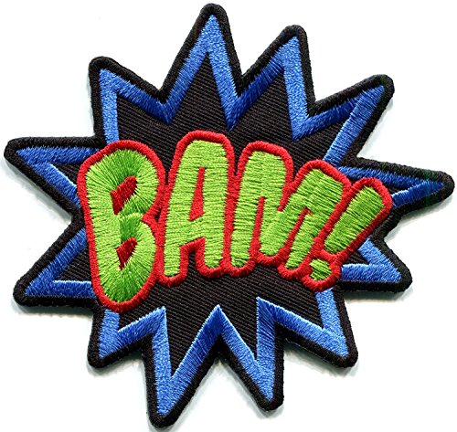 BAM! superhero comics retro fun embroidered applique iron-on patch new