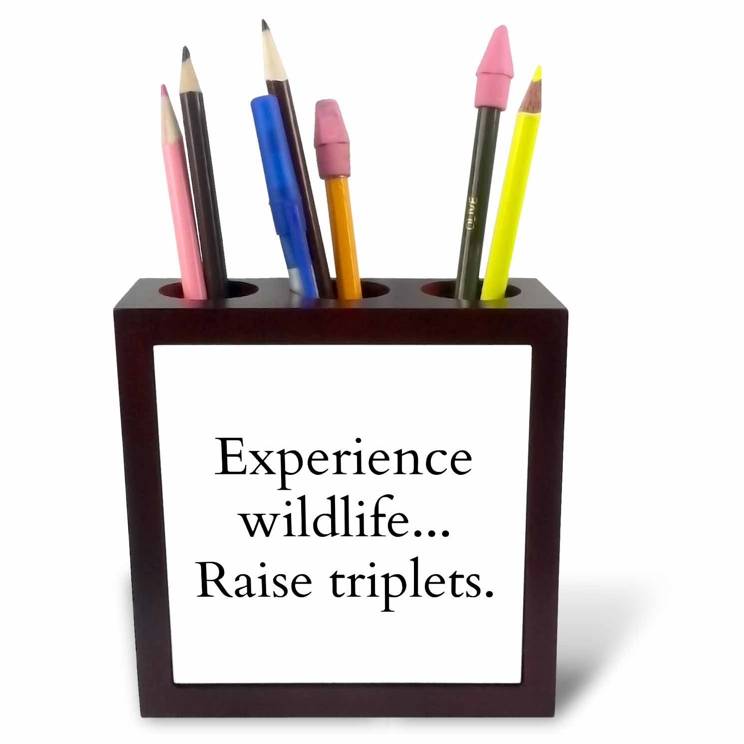 3dRose Experience Wildlife Raise Triplets-Tile Pen Holder, 5-Inch (Ph_261263_1), 5 Inches