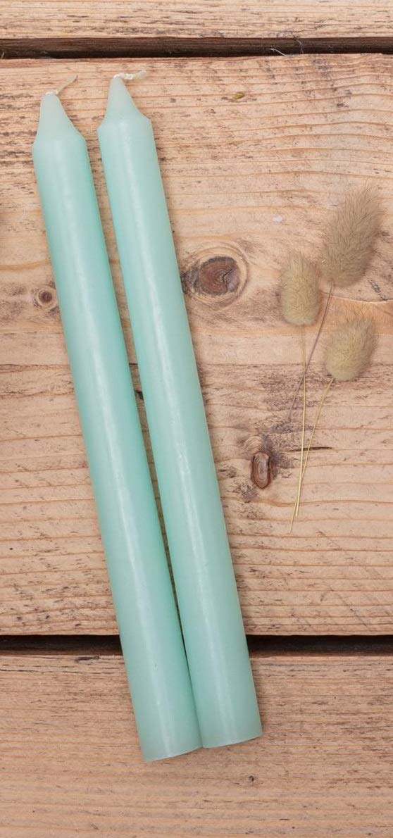 BellaMira Lifestyle Accessories Jardin De Tuileries Tulip Scented Tapered Dinner Candle Mint Green Indoor Use 16 Hours Burn Time (3 Pairs - 6 Candles)