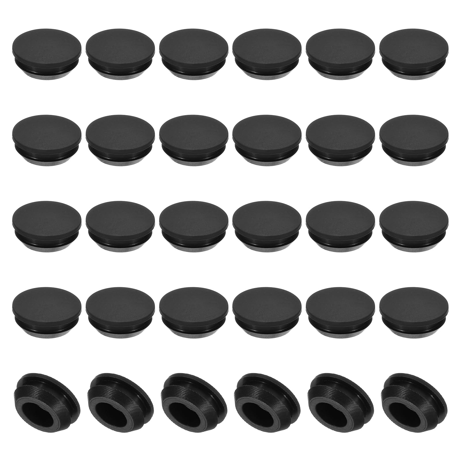 PATIKIL 12mm Diameter Silicone Round Snap, 30 Pcs in Type Locking Furniture Hole Plug Button Protective Cover Cap Head Fit for 2.5-12mm Hole for Seal Bulkhead Cylinder Hole, Black