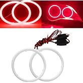 Qasim 110MM Red Angel Eyes COB LED Halo Ring Driving Light DRL | 78SMD Daytime Running Light, Day Driving Warning Decorative Light ,for Car Motorcycle Off‑road Snowbike ,9-30V DC,1 Pair
