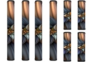 Maiyoinou Refrigerator Door Handle Covers Set of 8, Antiskid Protector Home Decoration for Fridge Oven Dishwasher Keep Kitchen Appliance Clean from Smudges, Food Stains, Brown Fashion Flower