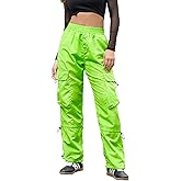Perfashion Parachute Pants Woman Drawstring Baggy Cargo Pant Rave Concert Outfits Quick Dry Jogger Sweatpants